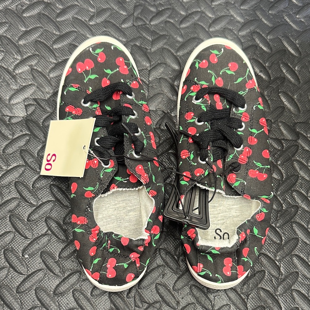 SO Black Sneakers with Cherry Design